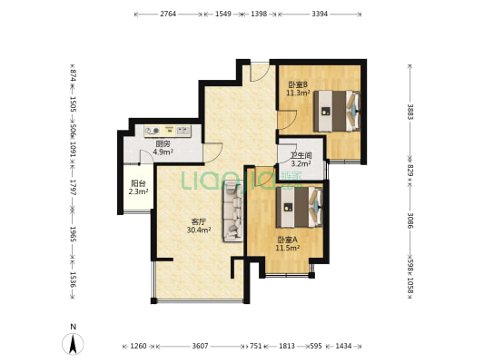 鑫恒香廷 2室1厅1卫 78平方
