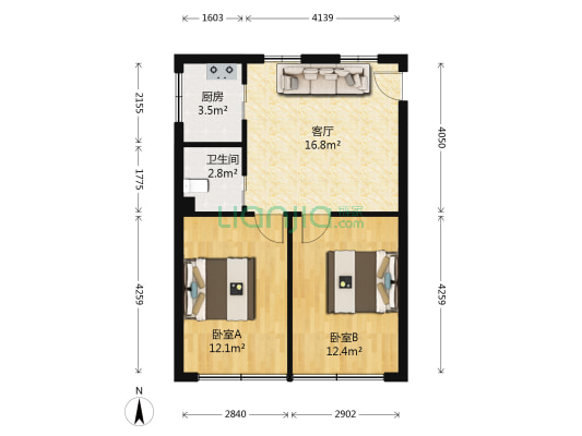 红星铝制品厂 2室1厅1卫 67平方