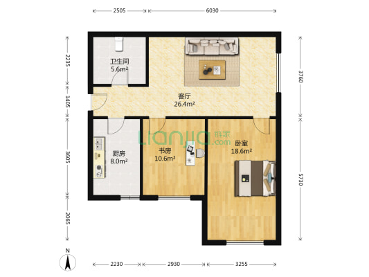 加莱·印象 2室1厅1卫 94平方