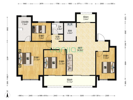 中南君悦府 4室1厅2卫 142平方