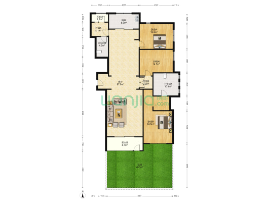 万科柏翠园 2室1厅2卫 210平方