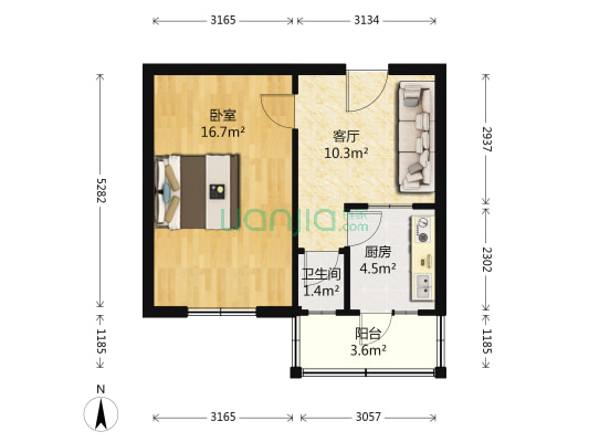 南新街21号 1室1厅1卫 42平方
