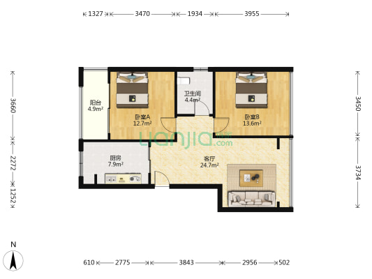 香樟园(问道路) 2室1厅1卫 85平方
