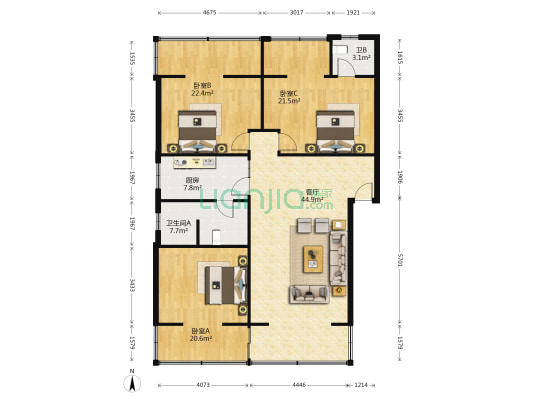 四川省地矿局区域地质调查队宿舍 3室1厅2卫 134平方