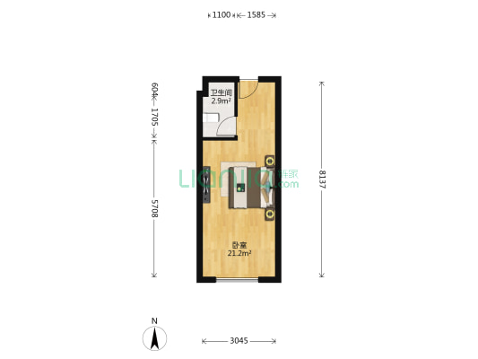 朗悦西都汇 1室0厅1卫 38平方