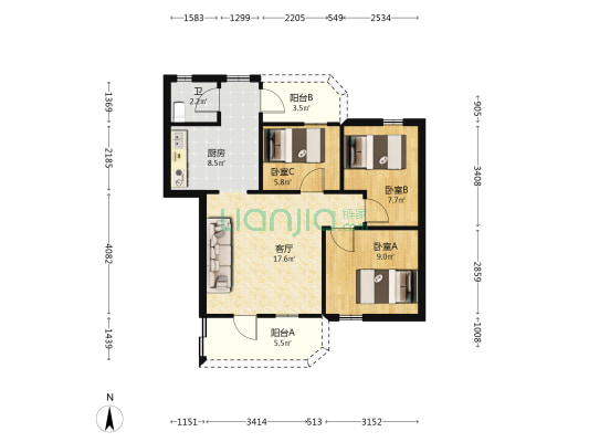 黄圃中糖生活区东区 3室1厅1卫 68平方