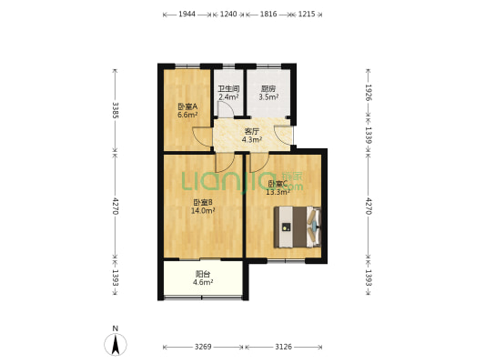 梅山中学新村小区 3室1厅1卫 64平方