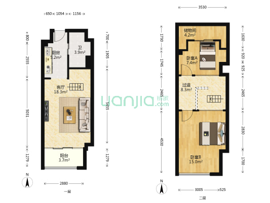 海伦中心 2室1厅1卫 44平方