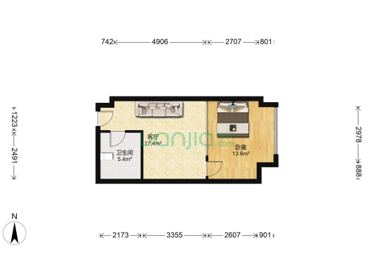 龙湖紫都星座 1室1厅1卫 53平方