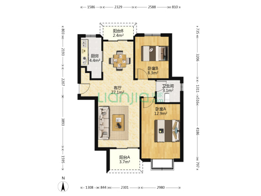 来安花园 2室1厅1卫 82平方