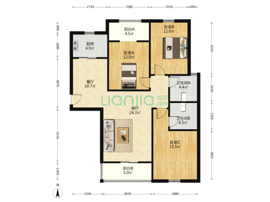海林·哈根城 3室2厅2卫 125平方