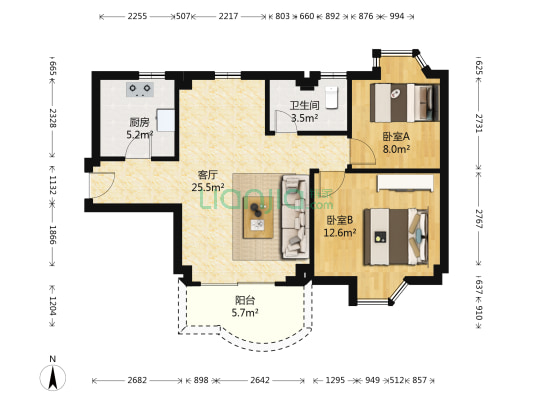 翠景花园三期华庭苑 2室1厅1卫 83平方