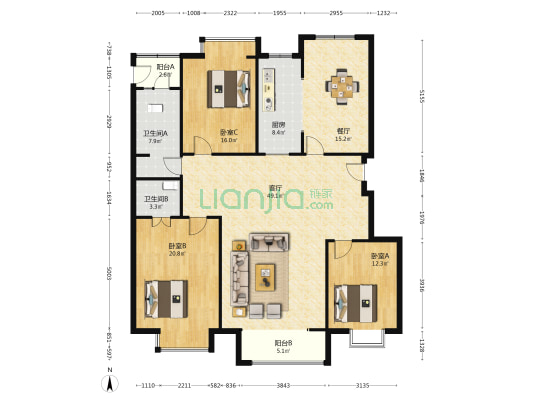 融鑫园 3室2厅2卫 166平方