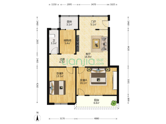 申达小区 2室1厅1卫 75平方