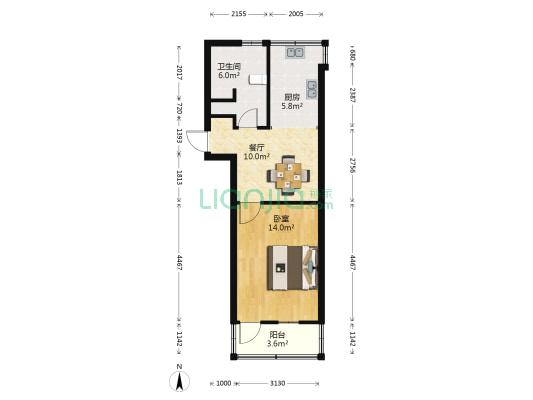 双河二村 1室1厅1卫 49平方