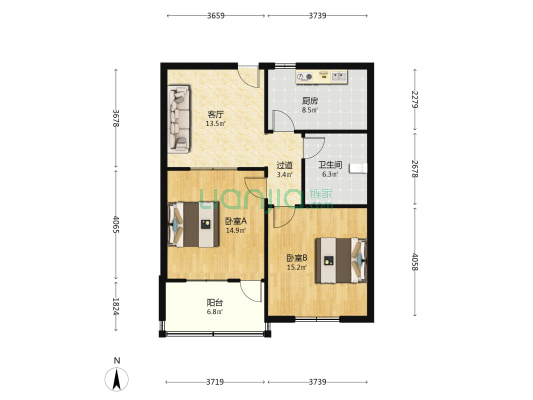 燕翔路9号 2室1厅1卫 81平方