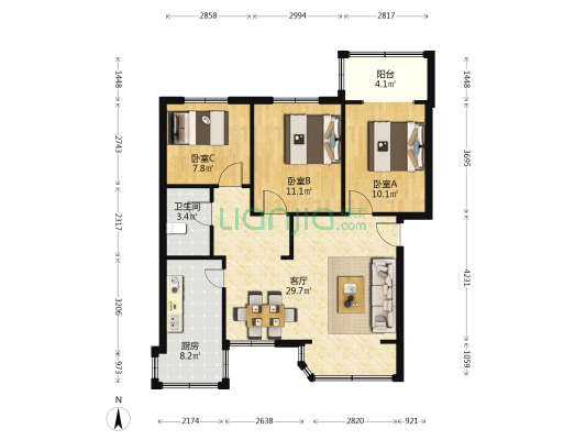 洪湖二街6号大院 3室1厅1卫 89平方