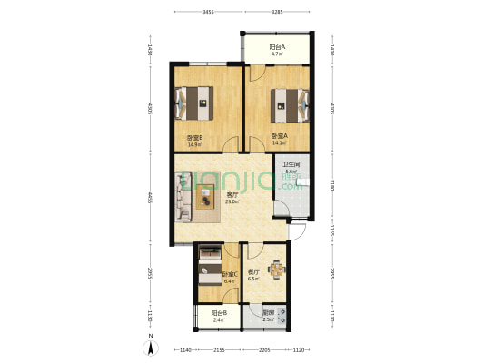 卧牛岭山庄 3室2厅1卫 92平方