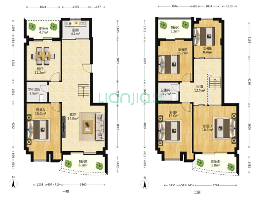 源昌商业中心 5室2厅2卫 104平方