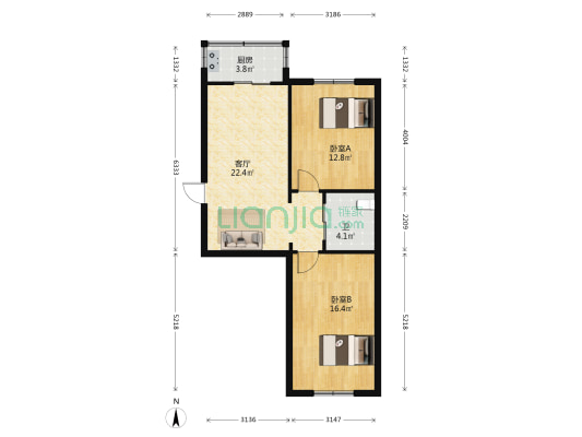 龙翔苑三期 2室1厅1卫 75平方