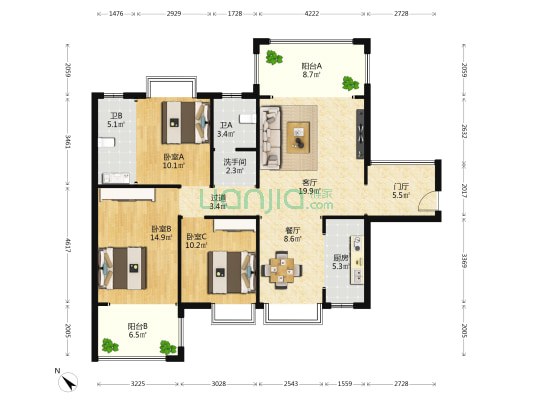 锦绣白龙 3室2厅3卫 136平方