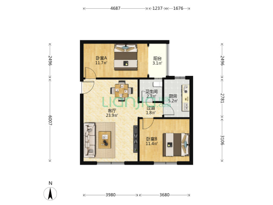 天台新村 2室1厅1卫 76平方
