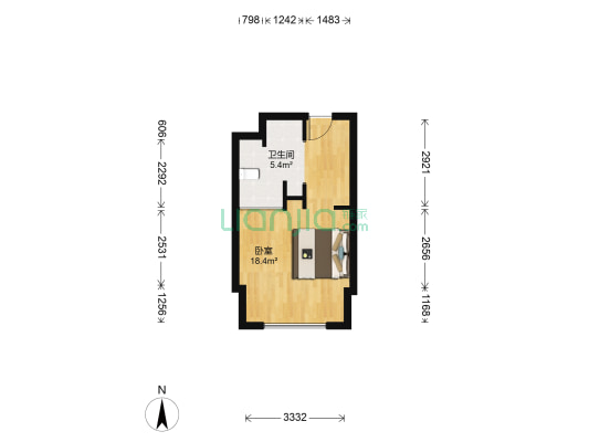 财富国际 1室0厅1卫 39平方