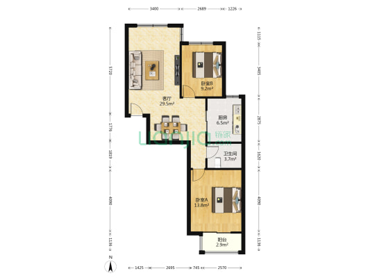 天琴湾一期 2室1厅1卫 88平方