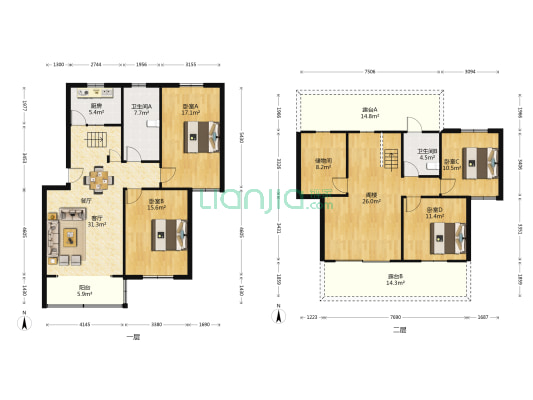 紫荆花园 4室1厅2卫 189平方