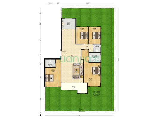 荣盛华府 4室1厅3卫 189平方