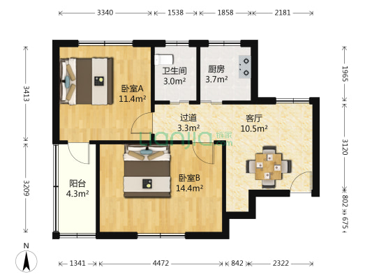 扬子八村 2室1厅1卫 63平方