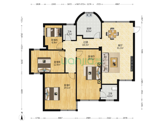 梦景花园 4室1厅2卫 127平方