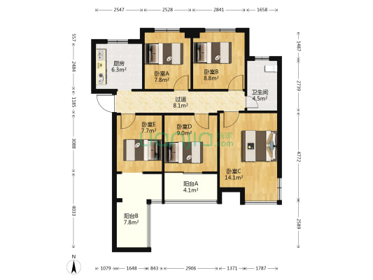 珞桂路99号 5室0厅1卫 89平方