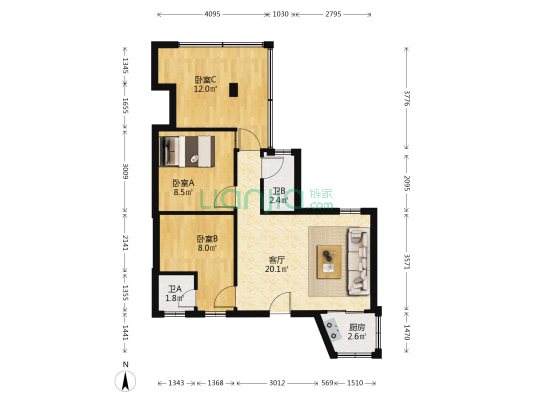 振兴路二街三巷 3室1厅2卫 65平方