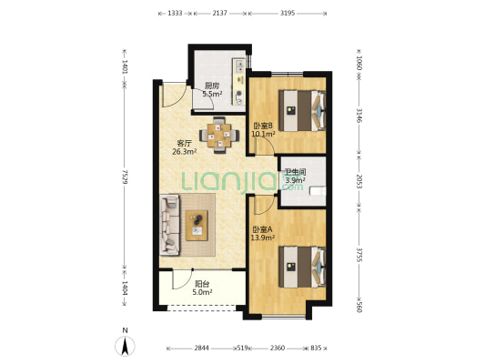 云龙港湾 2室1厅1卫 88平方