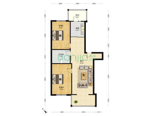 哈锅职工村 2室1厅1卫 113平方