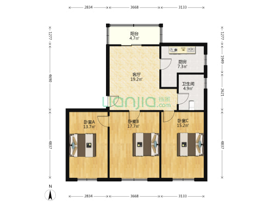 税院小区 3室1厅1卫 111平方