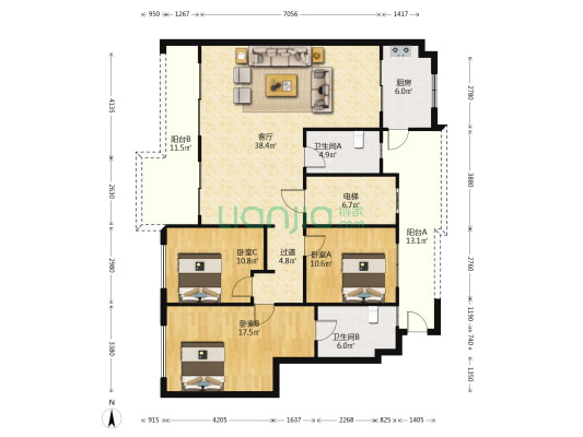 朗诗乐府领耀 3室1厅2卫 146平方