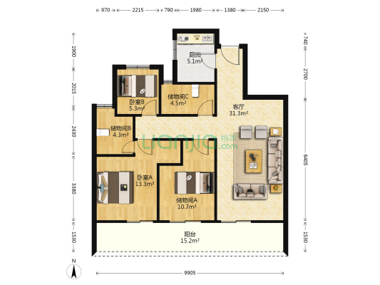 尼盛绿城春江明月 2室1厅0卫 112平方
