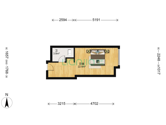 富力国际金融中心 1室0厅1卫 44平方