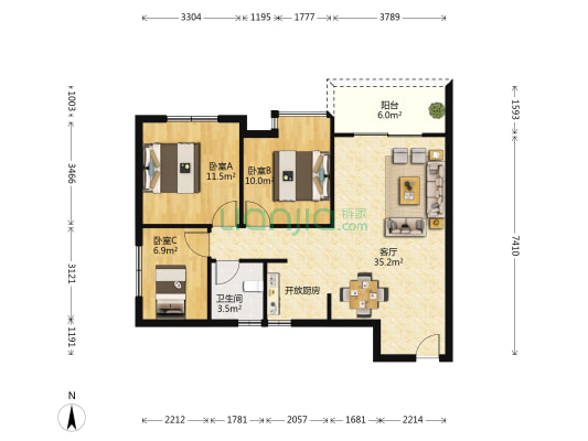 天立国际 3室1厅1卫 92平方