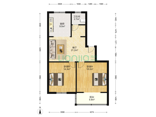 永兴佳园 2室1厅1卫 81平方