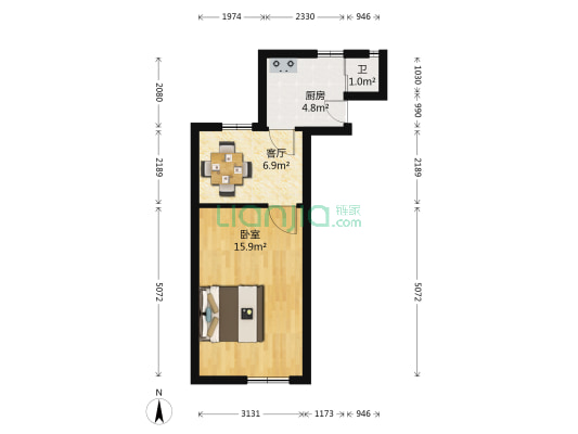 庆元坊 1室1厅1卫 37平方