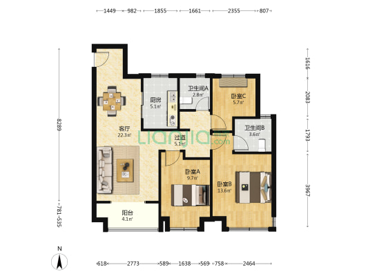 保利观棠和府 3室1厅2卫 101平方