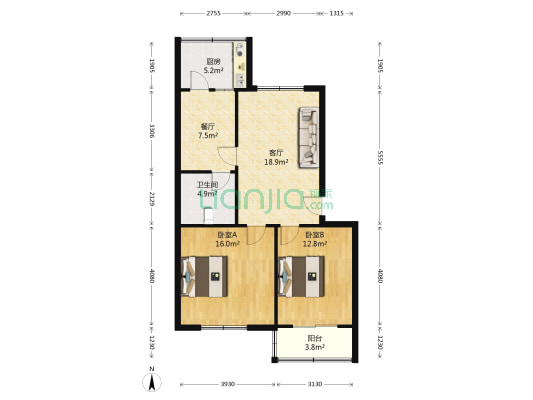 中铁三局五公司桥西街小区 2室2厅1卫 80平方