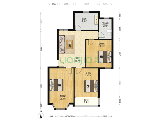 华夏东路2895弄 3室1厅1卫 102平方