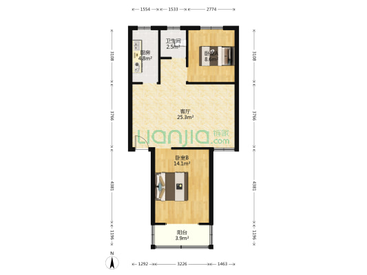 胜利路1号 2室1厅1卫 85平方