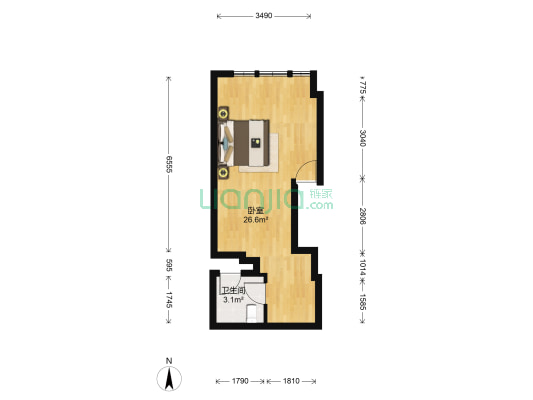 金融π公寓 1室0厅1卫 40平方