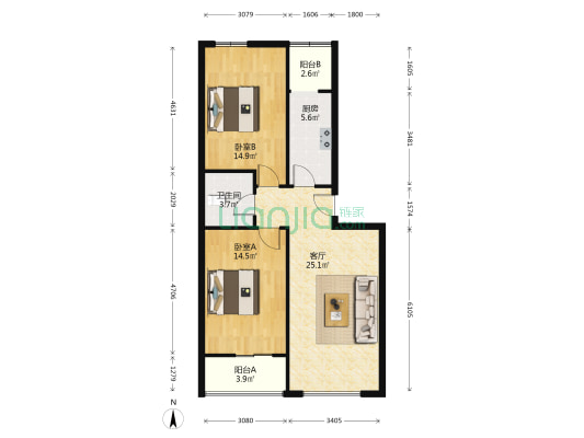 公摊小，楼层好，配套齐全，交通便利。房子带电梯-户型图