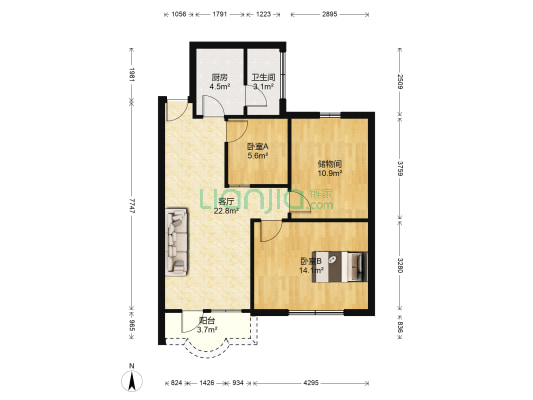 春晖阁 2室1厅1卫 65平方